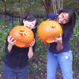 Carving Jack-'o-Lanterns with Students