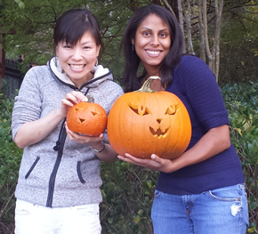 Carving Jack-o'-Lanters with Students
